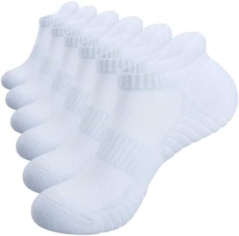 TANSTC Men’s Athletic Cushioned Ankle Socks, Low Cut Running Socks, 6 Pairs