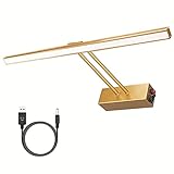 YAMMIY Wireless Picture Light, 15.75' Rechargeable Battery Painting Lighting, 220LM 48 LEDs Metal Art Lights for Paintings, Wall Artwork, Gallery, 3000K (Gold)