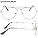 grinderPUNCH Kids Fake Aviator Eye Glasses Clear Lens Children's Non Prescription (Age 3-10), Silver