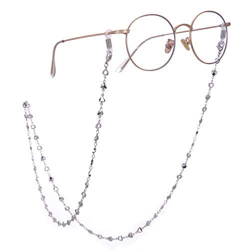 Cooltime Silver Heart Eyeglass Chain Face Mask Chain Women Eyewear Accessories(Silver-White Rubber) #TOP2