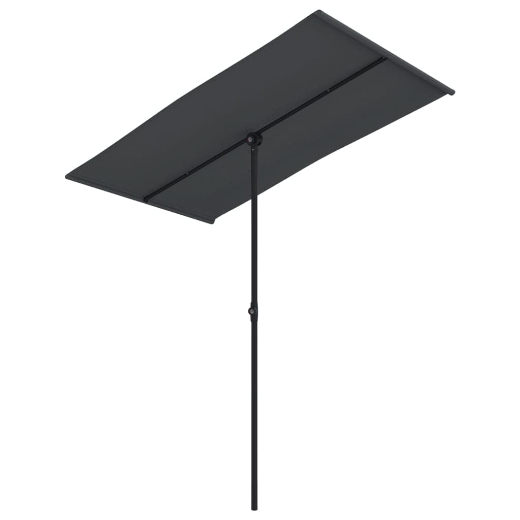vidaXL Black Outdoor Parasol with Aluminum Pole 6.6'x4.9' - Adjustable Height, UV Protection, 360-Degree Rotary