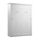 Bestar Key West 69W Queen Murphy Bed, Space-Saving Sleeping Arrangement for Multipurpose Area, Bedroom, Guest Room, or Living Room in Pure White Oak