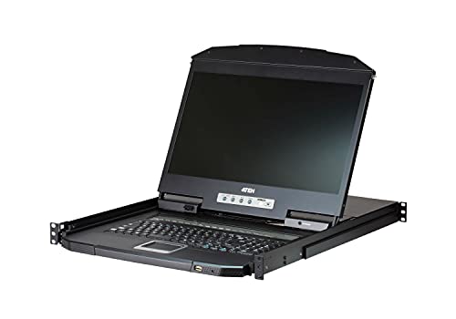 Image of Aten - CL3108NX - Aten SOHO CL3108 LCD Rack Console - 128 Computer(s) - 18.5 LCD - HD - 1366 x 768PS /2 Port - 1 x USB - 8 x VGA - Keyboard - TouchPad - 120 V AC, 230 V AC Input Voltage - 1U High -