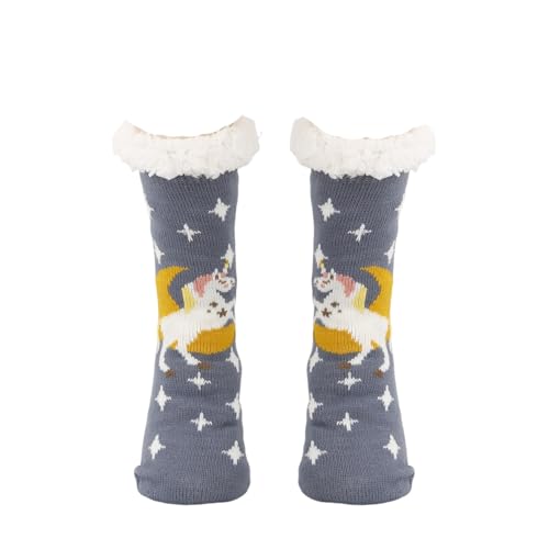 Morbuy 1 Paar Kuschelsocken für Damen und Herren, Winter Anti Rutsch Thermosocken Rutschfest Flauschige Stoppersocken Lang Dicke Warme Plüsch Socken Hüttensocken (Weißes Pferd,Einheitsgröße)