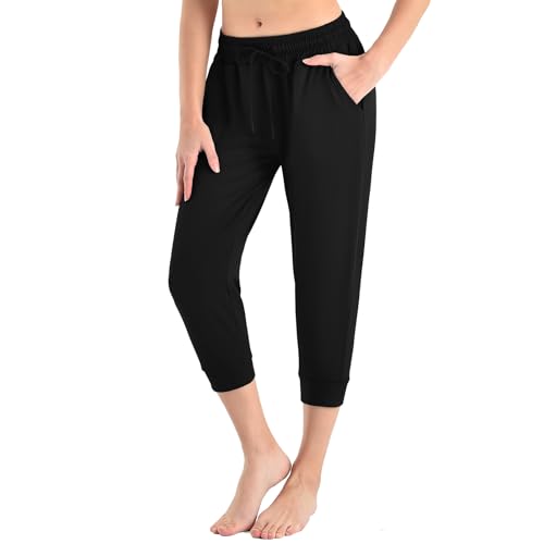 Image of CADITEX Womens Joggers with Pockets,Stretch Active Drawstring Sweatpants Women for Travel Workout Running