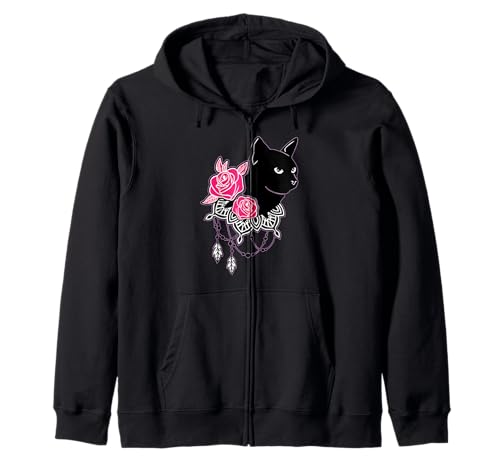 BLACK CAT PINK ROSES Adorable Kitten LOVERS | CAT love Sweat à Capuche