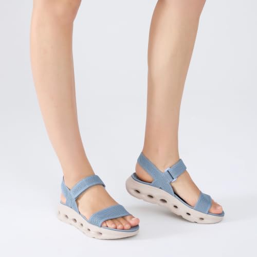 Image of UBFEN Womens Comfortable Walking Sandals with Cushioned Sole | Non-Slip Rocker Bottom, Arch Support, Adjustable Straps, Lightweight Water Sport Platform Summer