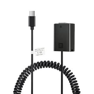 Tectra USB-C PD to AC PW20 NP-FW50 Dummy Battery, Continuous Power Supply for Sony Alpha ZV-E10 A6000 A5100 A6100 A6300 A6500 A7 A7II A7S A7SII RX10 II IV Cameras