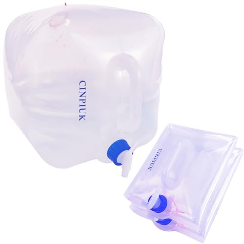 CINPIUK 5 Gallon Collapsible Water Container with Spigot, Camping Water Jug, Outdoor Water Storage Cube Portable Water for Hiking, Fishing, Emergency, 2Pcs