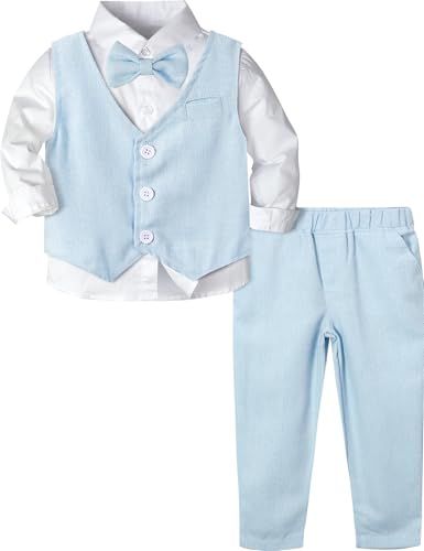 Image of A&J DESIGN Toddler Light Blue Suit for Boys Easter Wedding Gentleman Formal Ring Bearer Outfit Dress Clothes Set Tuxedo Light Blue 3-4T