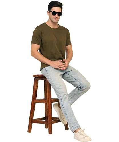 Image of Unisex Round Neck Plain T-Shirt | Combed Bio-Washed Ring Spun Cotton for Men & Women, Short Sleeves