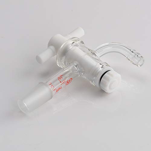 StonyLab Vacuum Flow Control Adapter mit PTFE-Absperrhahn, 14/20-Gelenk und Gebogenem Schlauchanschluss für Laborbedarf