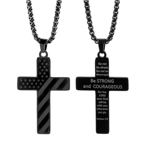Collier du 4 juillet américain pour hommes en argent avec pendentif croix hip hop et verset