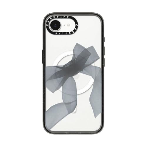 CASETiFY CpNg iPhone 16e P[X [MILKi (4x MIL-STD-810G)/2.5m̗NA/CX[dMagSafeΉ] - Black Organza Ribbon - ubN