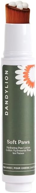 Dog Paw Balm, Soft Paws, Paw Moisturizer for Dogs with Brush, 0.6 fl oz | Dandylion Dog Lotion for Paws, Fragrance Free, pH Balanced, Lightweight Moisture for Dry Cracked Paw Pads and Nose
