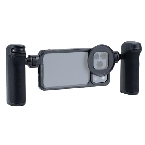 PGYTECH ProShot Phone Video Cage Kit for iPhone 17 Pro, Quick Release Dual Handle Grip Rig with Bluetooth Remote, Aluminum Phone Cage with Cold Shoe 67mm Filter Ring for Vlogging/Phone Photographer