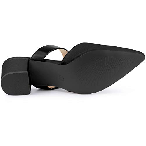 Allegra K Women's Pointed Toe Chunky Heel Dress Black Mules Pumps - 8 M Us #TOP5