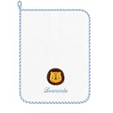 CrisArt Asciugamano asilo con nome ricamato, salvietta scuola materna della infanzia personalizzabile con leone unicorno bambini unisex infanzia 1 pezzo (azzurro)