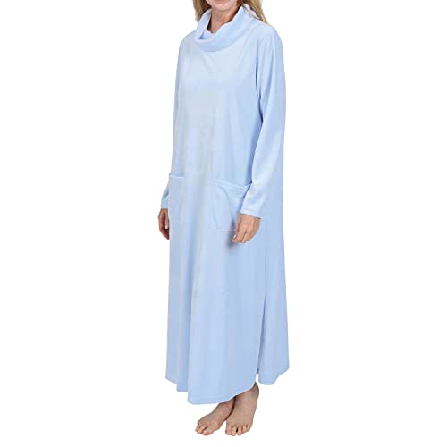 Catalog Classics Womens Velour Lounge Dress - Long Sleeve Cowl Neck Dress Blue, 2X #TOP4