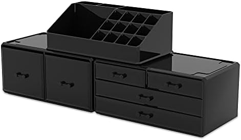 READAEER Makeup Cosmetic Organiser Storage Drawers Display Boxes Case with 6 Drawers, 3 Pieces, Freely Combined and Stacked.