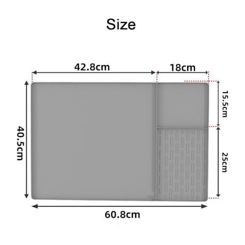 Hosoncovy Coffee Machine Mat Silicone Mat Under Coffee Machines Multifunctional Heat Protector Mat Accessories Drainer Mat Spill Mat (Grey) - Image 2