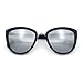 SA106 Womens Oversize Cat Eye Sunglasses Matte Black Silver Mirror
