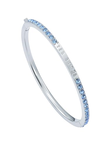 Ted Baker Claudia Narrow Crystal Hinged Bangle Bracelet for Women (Silver/Light Blue Crystal)