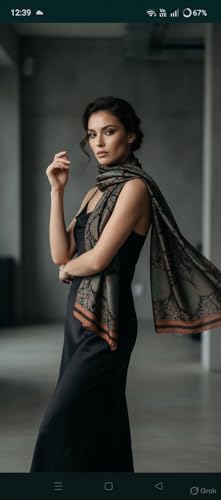 Image of MALINA Women's Polyester Silk Satin Stole Scarf - Soft Lightweight Fashion Wrap, Elegant Floral & Gradient Design, summer stole,Scarf For Women,Premium Stole,Large Size 180x90 cm'