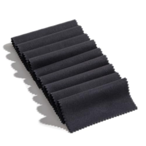 シルバー磨き 金属磨き シルバークロス 金属磨きクロス 9枚セット 10ｘ10cm 多色展開 アクセサリー 洗浄 ジュエリークロス ポリッシングクロス シルバーお手入れ 汚れ落とし コンパクト 銀用 ジュエリー 貴金属 銀製品 指輪 腕時計（B・ブラック，B・10×10cm 9枚入り）の商品画像（Amazon）