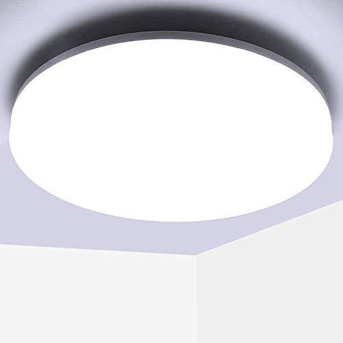Kimjo Led-plafondlamp, 48 W, ultra slank, rond, diameter 30 cm, IP44, koudwit, 6500 K, 4320 lumen, ideaal voor woonkamer, slaapkamer, hal, kantoor, keuken, balkon en eetkamer