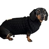  Sausage Dog Box Pull de luxe en tricot torsadé teckel pour chien adulte & chiot tricot chaud confortable extensible mode chien Tailles XXS, XS, M, L. 8 couleurs gorgoeus (M, noir)
