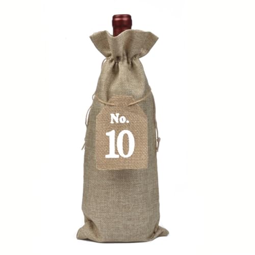 Bolsas de arpillera para botellas de vino de 20 unidades con etiquetas numéricas 5