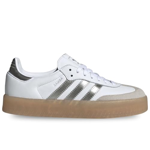 Adidas Sambae W JS3943 en cuir blanc avec finitions argentées premium