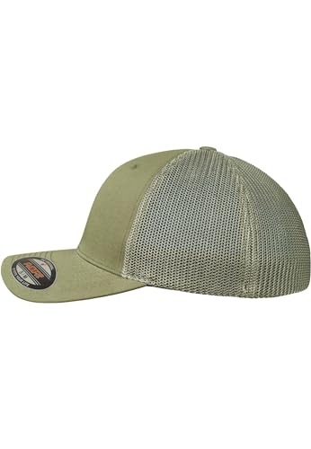 Image of Flexfit Trucker Mesh Fitted Cap | 6-Panel, Mid-Profile, Stretchable Mesh Backing, Flexfit Sweatband, Curved Visor, Silver Undervisor