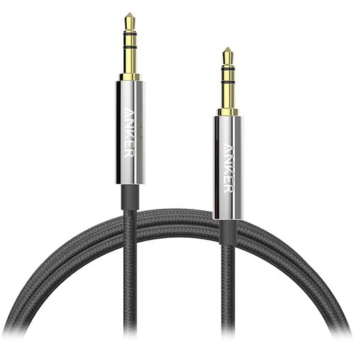 Anker Powerline 3.5mm Audio Cable 4ft Premium Aux Cord with Gold-Plated Connectors Tangle-Free Durable Stereo Cable for Car Headphones Speakers and Home Audio