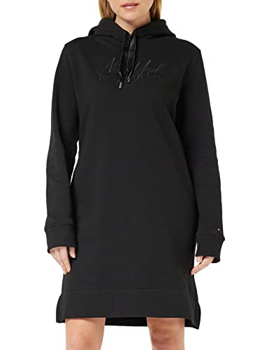 Tommy Hilfiger Damen Hoodie Kleid mit Kapuze , Schwarz (Black), L