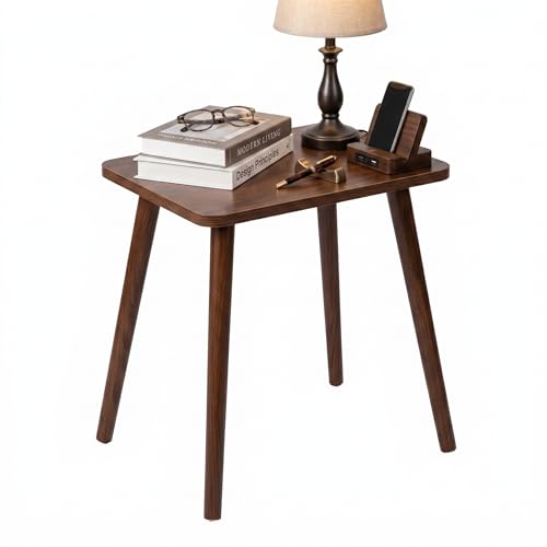 FORAOFUR Small Side Table, Modern Short End Table with Wooden Legs, Easy to Assemble Mini Living Room Table for Sofa Bedroom, Minimalist Bedside Furniture for Small Apartments and Limited Spaces Brown