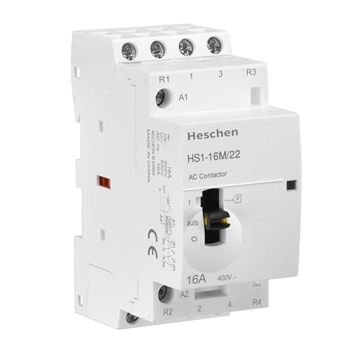 Heschen Modular Household AC Contactor, HS1-16M/22, 16A, 4 Pole, 2NO 2NC, 220VAC Coil, 35mm DIN Rail Mounting, with Manual Control Switch