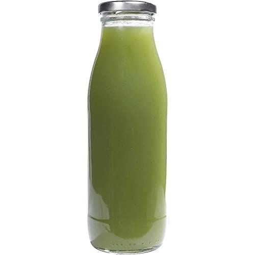 Foto von mikken 4 Glasflaschen 500 ml mit 8 Deckeln silberfarben inkl. Etiketten