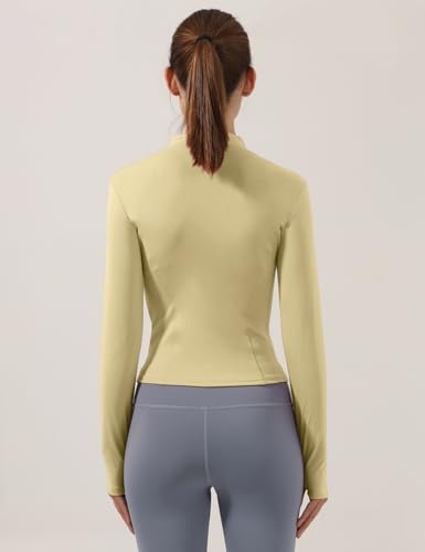 Gacaky Jaqueta feminina slim fit leve atlética com zíper completo elástico para pista de corrida com