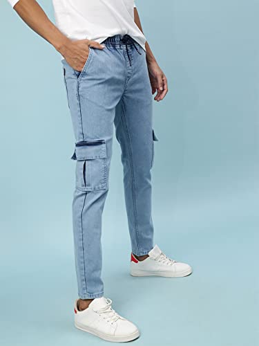 Image of Veirdo Pure Cotton Slim Fit Full Length Mid Rise Jeans for Men