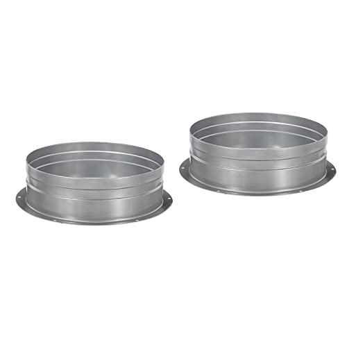 PATIKIL 8 Inch Duct Connector Flange, 2 Pack Metal Straight Pipe Exhaust Hose Flange for Heating Cooling Ventilation HVAC System
