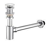 GORDEE Bathroom Sink Stopper P-Trap Complete Set Adjustable 1-1/4 Bottle Trap Solid Brass Sink Drain