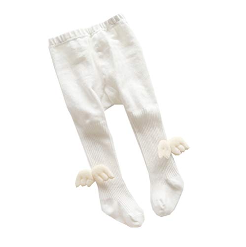 Lamuusaa Newborn Infant Baby Kid Girls Cotton Angel Wings Pantyhose Tights Hosiery Warm Stockings Leggings 0-6Y (12-24M, White)