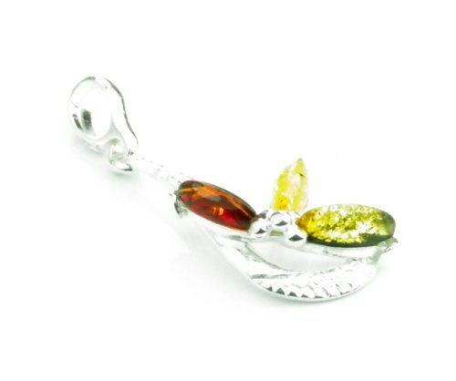 Lovely 925 Sterling Silver & Baltic Amber Designer Pendant 365