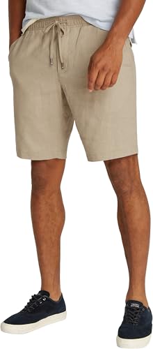 Image of Tommy Hilfiger Men's Harlem PO Linen Short MW0MW37804 Chino Shorts, Khaki, 31W