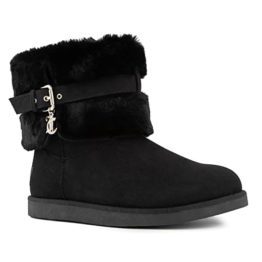 Juicy Couture Women's Koala Slip On Winter Ankle Boots Warm Winter Boots Black 6