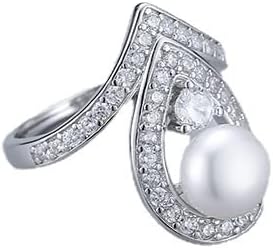 NONNYL Freshwater Cultured White Real Pearl Open End Ring for Women, Christmas Gifts for Wife Mom, Anniversary Birthday Fine Jewelry Gifts for Her