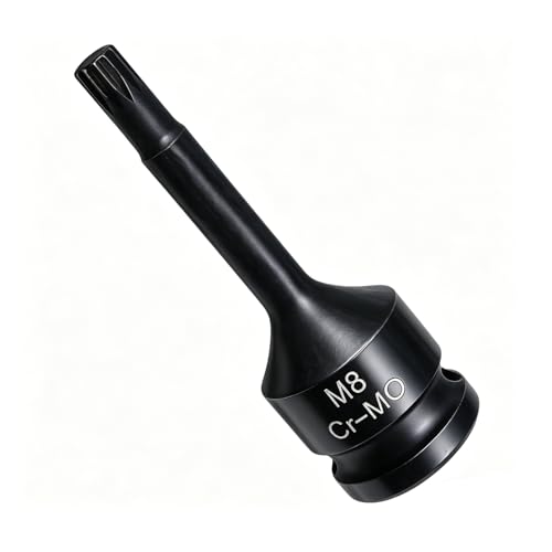 Image of Juttzzei 1/2" Drive x M8 (8mm) Impact Triple Square Spline Bit Socket, 78mm Length 12 Point M8 Spline Bit Socket, Premium CR-MO Steel 8mm Sockets 1/2 for Torque Wrench, Ratchet Wrench