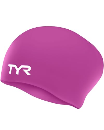 Image of TYR Wrinkle-Free Silicone Long Hair Swim Cap, Durable Asymmetric Hydrodynamic Swim Cap for Long Hair, Braids, and Dreadlocks | Long Hair Accommodation | 100% Silicone Construction | Wrinkle-Free Hydrodynamic Fit | Contour Cut Edges